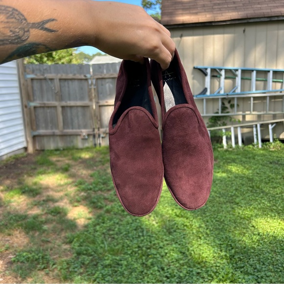 Aquatalia Size 8.5 Suede Made In Italy Ballet Flat Loafers burgundy‎ - Picture 7 of 10